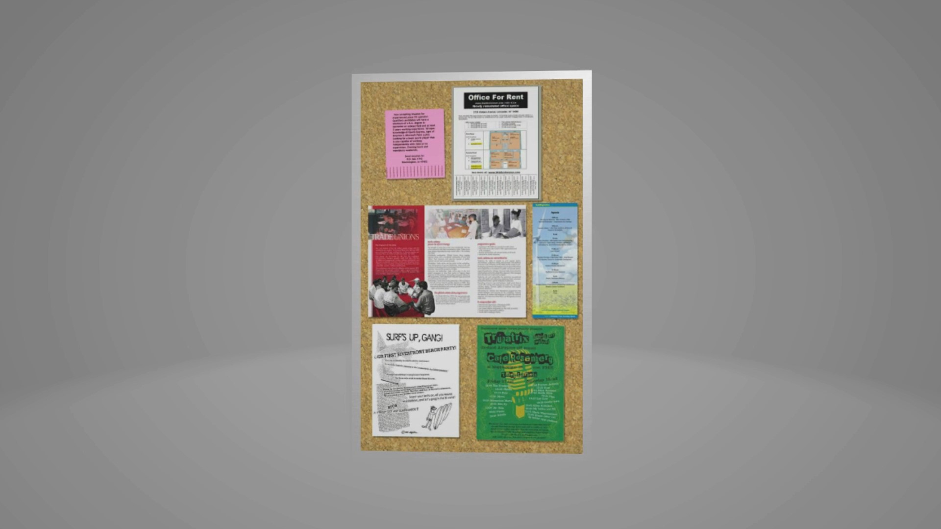 Corkboards With Flyers 3D https://p.turbosquid.com/ts-thumb/D7/vjOldo/jz/tt/jpg/1722689803/1920x1080/turn_fit_q99/b5f9eed245f31db0b95f613b27e0b994917219bd/tt-1.jpg