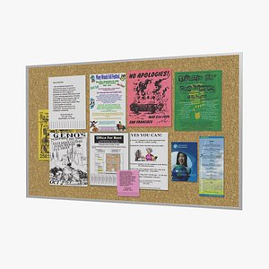 Corkboards With Flyers 3D
