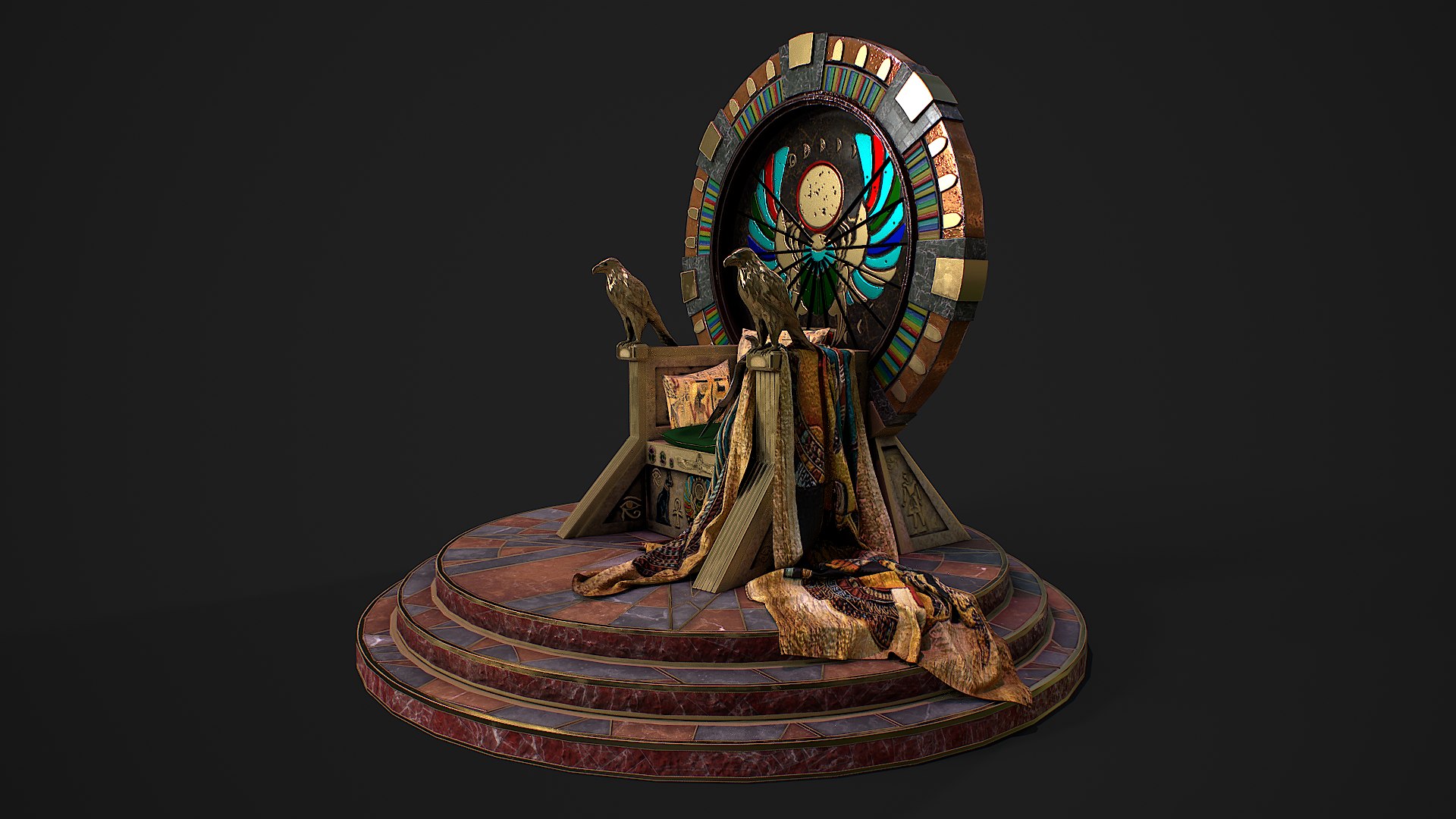 3D Egyptian Throne With Accessories Model - TurboSquid 2167602