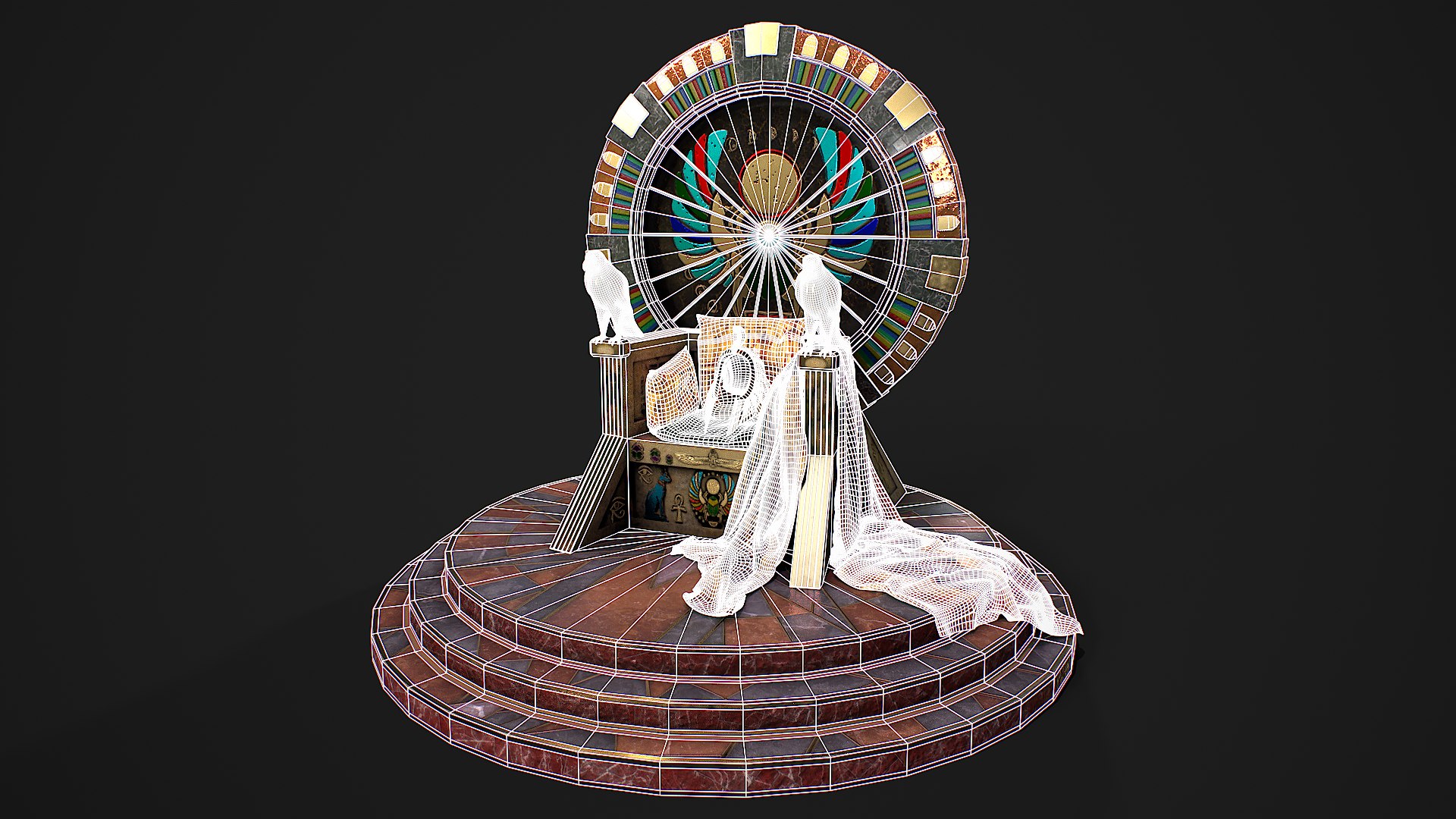 3D Egyptian Throne With Accessories Model - TurboSquid 2167602