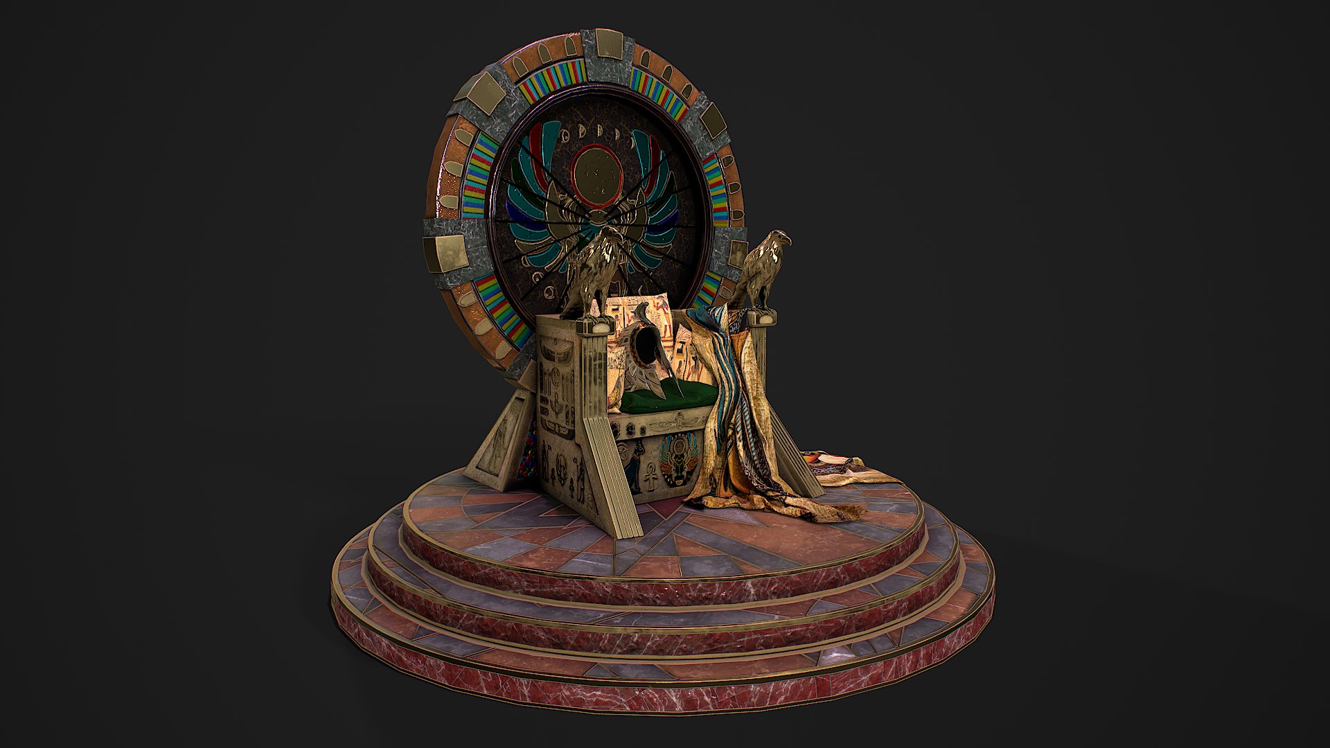 3D Egyptian Throne With Accessories Model - TurboSquid 2167602