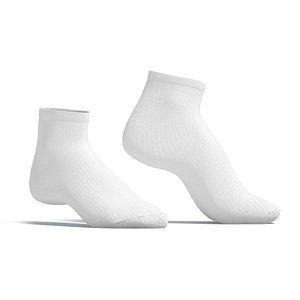White Ankle Socks stand on tiptoe - fabric sox pair