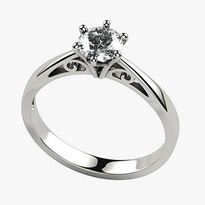 5mm Diamond Elegant Gold Ring 3D model