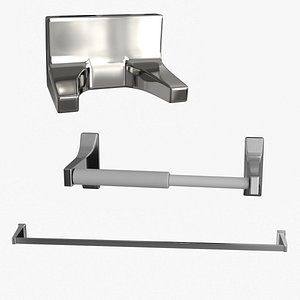 Brushed Chrome Furniture Collection 3D