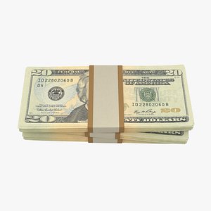 3D Packs of 20 Dollar Bills