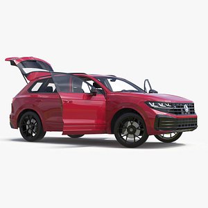 3D model Volkswagen Touareg 2024 Red Lights On Rigged