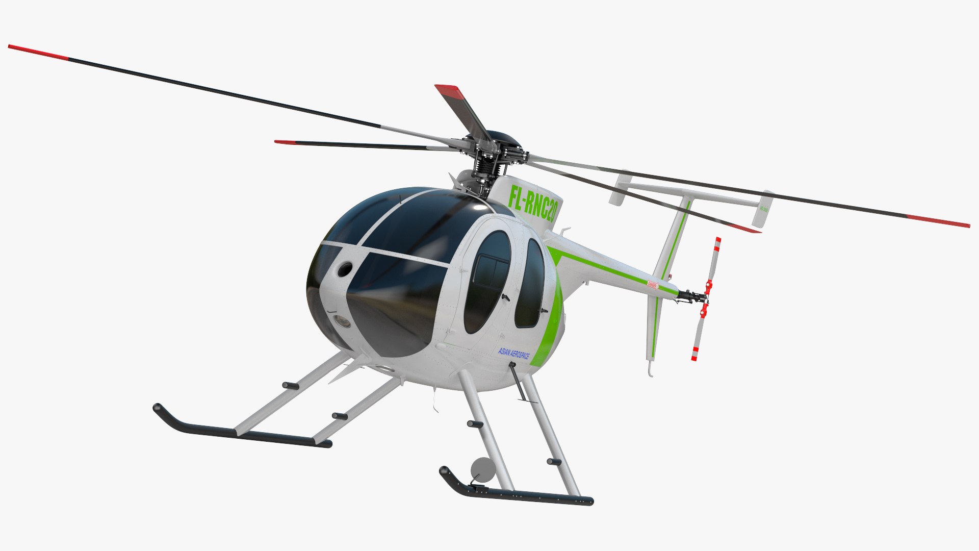 MD 500E Light Helicopter Exterior Only 3D model preview
