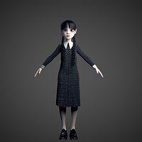 Stylized Character Wednesday Addams Low-poly v2
