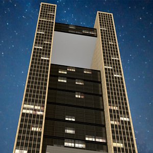 3D Four Seasons Bahrain Night Hotel with Architectural Lighting model