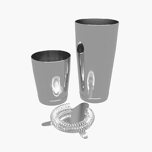 Boston Cocktail Shaker Set with Hawthorne Spring Strainer model