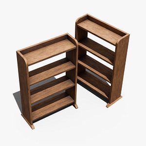 Small wooden PBR shelf 3d model Low-poly 3D model 3D model