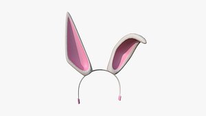 Furry Ears Tiara G06 White - Headband Character Design 3D model