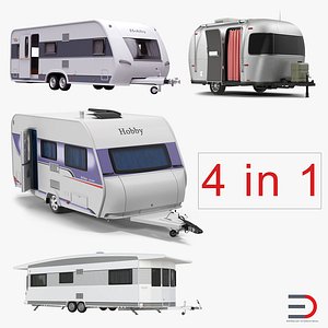 rigged caravans 3d model