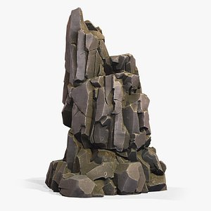 3D Stylized Gray Stone moss 8