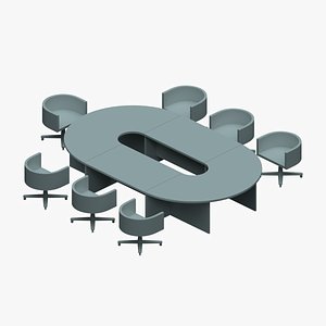 3D model Conference Table - Oval Arrangement