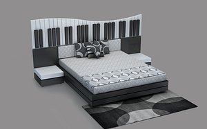 contemporary bed piano theme 3d 3ds