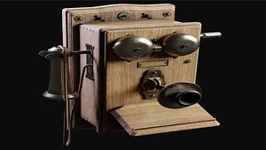 Old Writing Shelf Wall Telephone 3D model