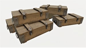 ammunition wood crates 02 3D model
