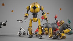 3D model OLD RUSTED WARRIOR ROBOT