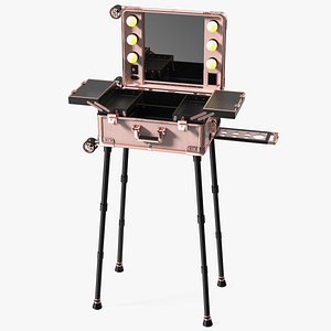 Professional Makeup Trolley with Light Pink 3D model