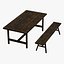 Mesa e banco de madeira