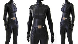 3D Black leather jumpsuit model