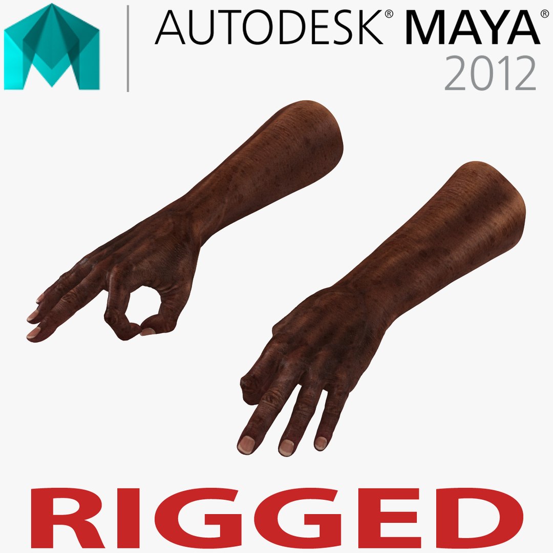 Old African Man Hands Rigged for Maya 3D Model 3D model preview