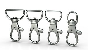 3D model set 4 carabiners metal