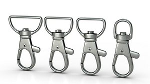 Set of 4 Metal Carabiner LowPoly Low-poly 3D model