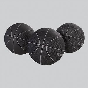 3D Basketball balls black pack