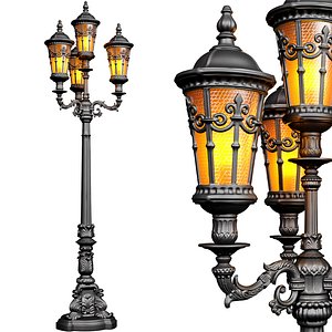 3D Outdoor classic street lamp light Lantern Lamppost streetlight 3D model