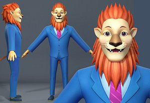 Cartoon lion business suit character