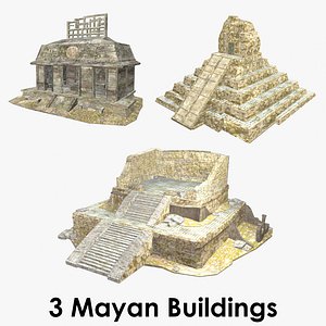 Mayan Buildings Collection - 1 - Low Poly - Textured
