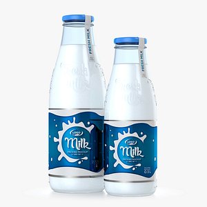 Milk Glass Bottle 0.5L and 1L. 2 in 1