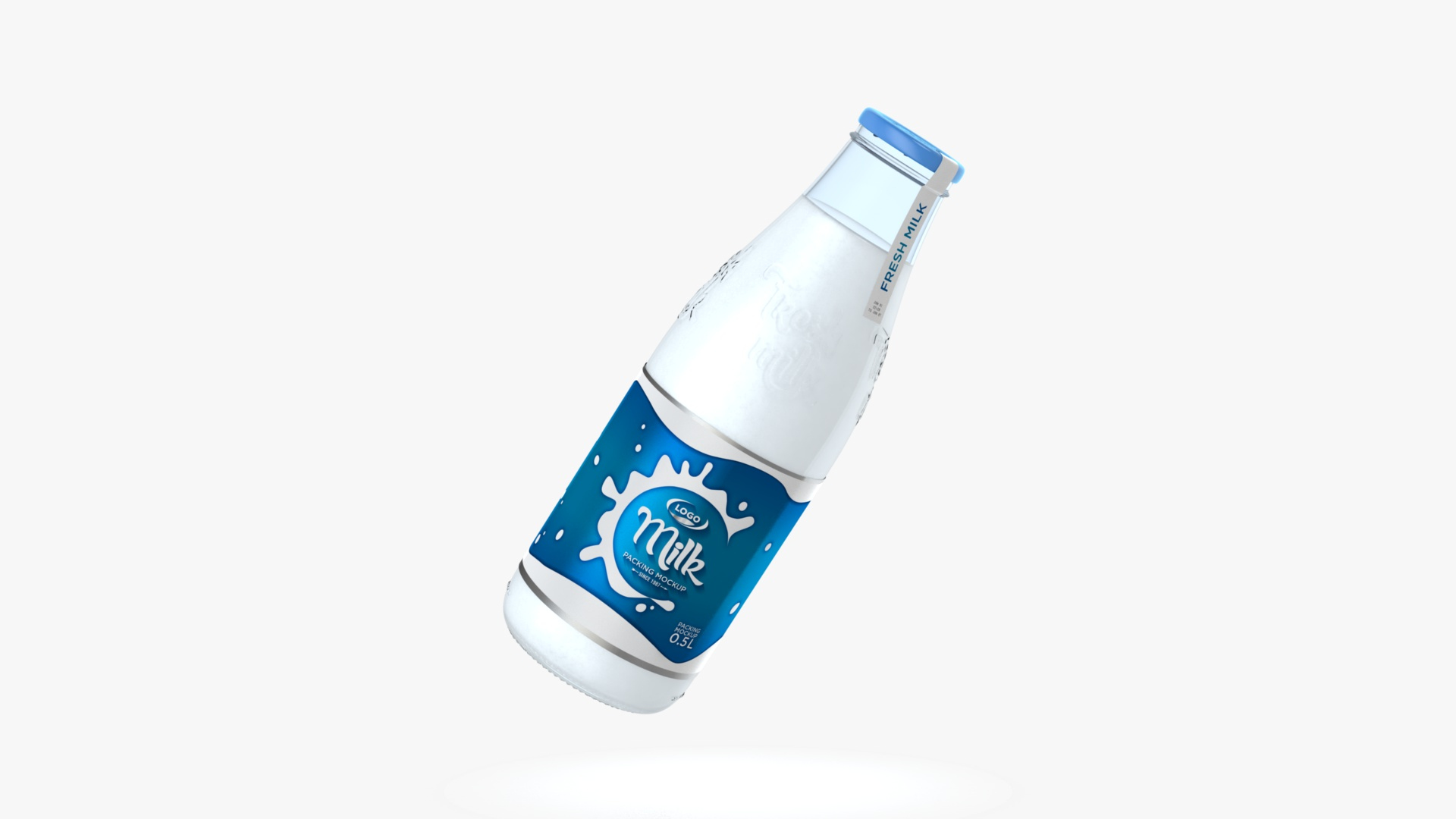 Logo 1/2 Liter Glass Milk Bottle