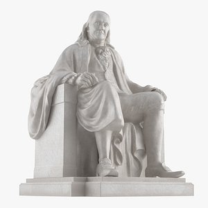 3D Franklin Bust Seated Pose Marble