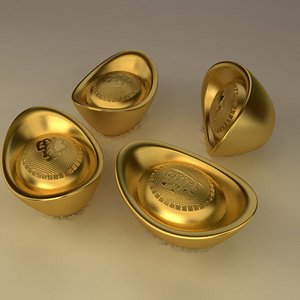 Chinese Gold Ingot Figure 3D Model