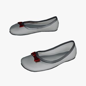High-Quality Ballet Flats with Red Bow 3D model