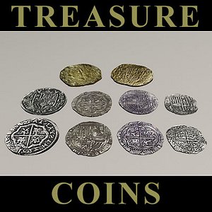 shipwreck treasure gold coins 3d max