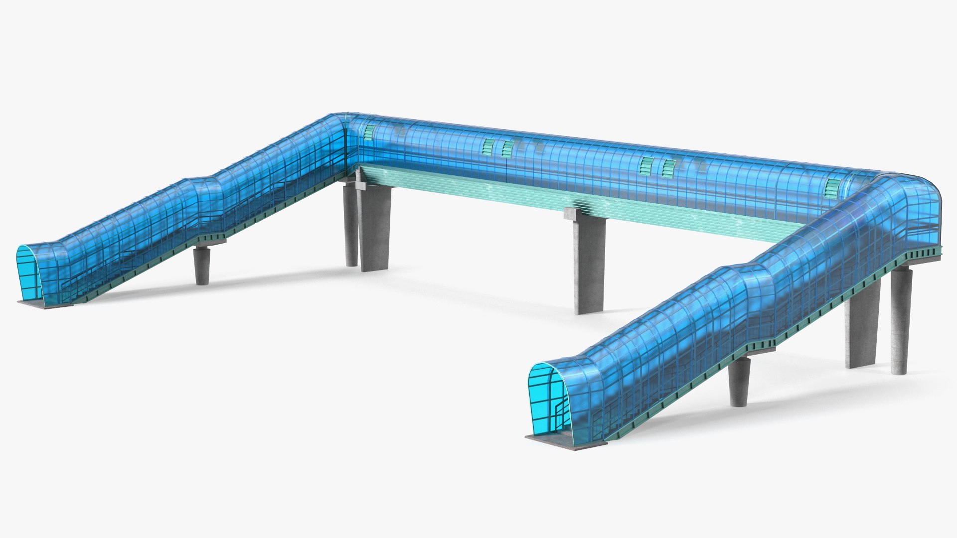 Above Ground Pedestrian Crossing 6-lane Road 3D model preview