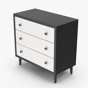 Drawer Dresser Black White 3D
