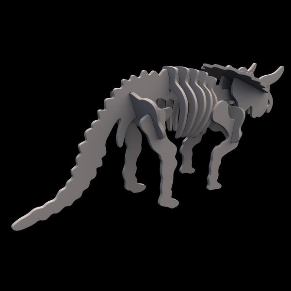 3d iq assembling triceratops skeleton model