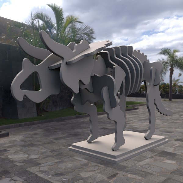 3d iq assembling triceratops skeleton model