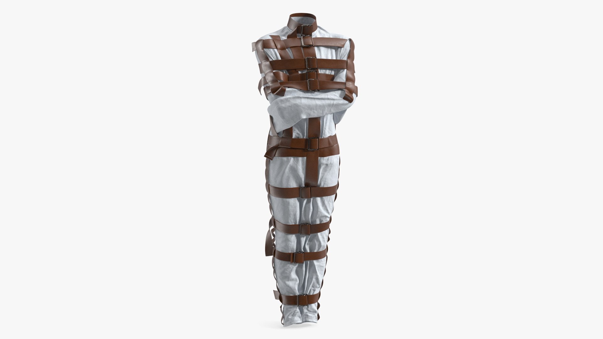 Straitjacket Outfit with Leather Belts 3D model preview