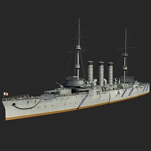 Ultra fine cloud battleship  cruise ships  ships and warships to the second world war 3D model