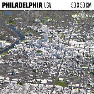 Philadelphia 50x50km 3D City Map