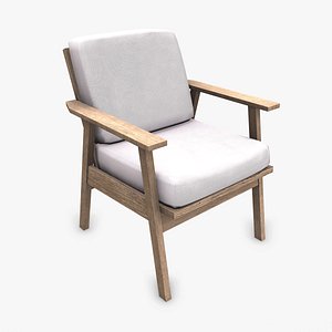 Old Wooden Arm Chair Low-poly PBR