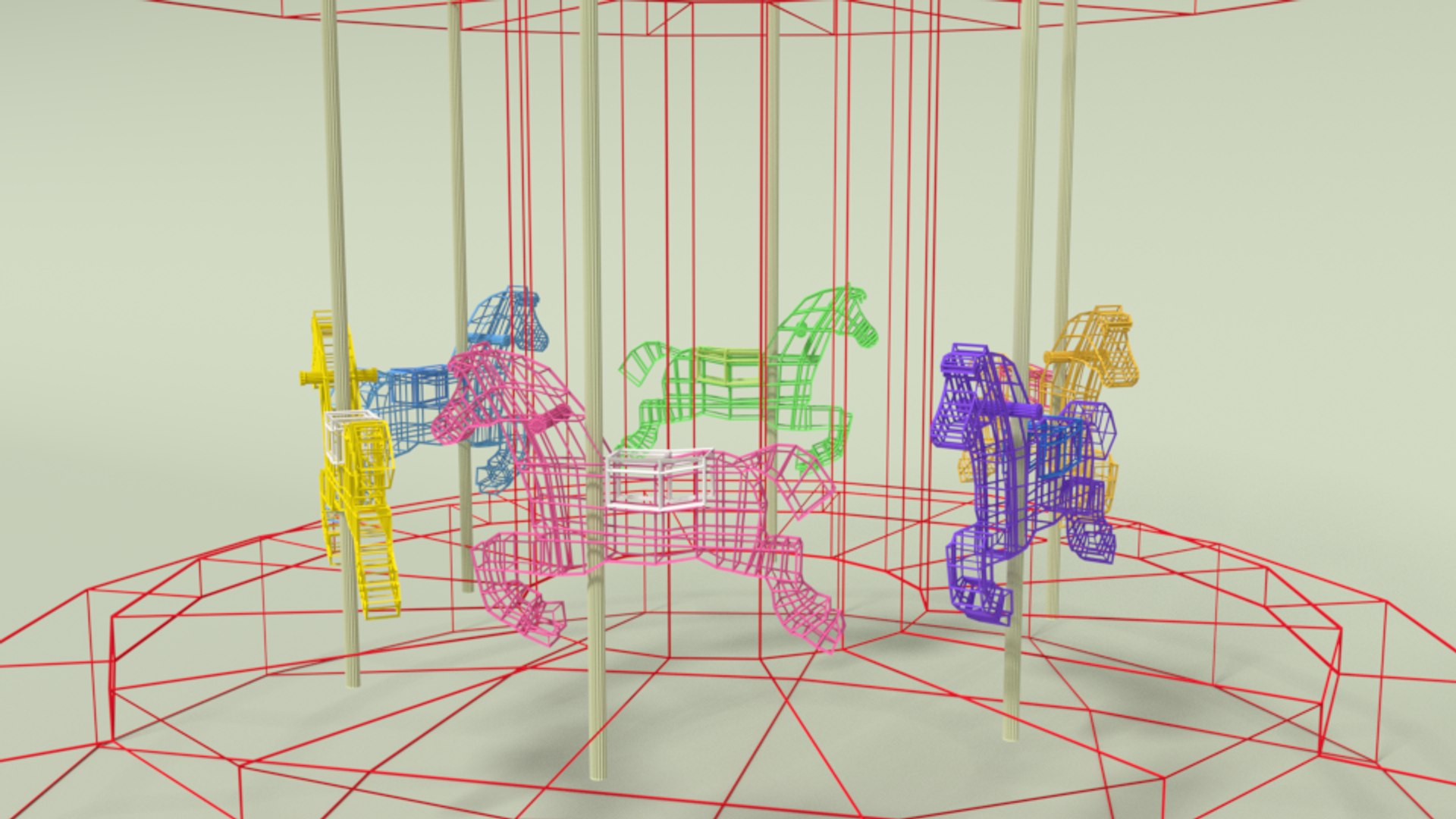 3D cartoon carousel model - TurboSquid 1473558