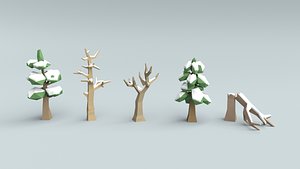 3d obj winter trees