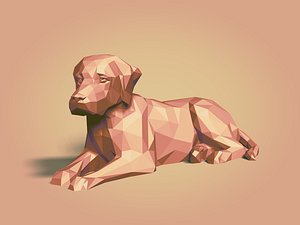 3D LowPoly Cartoon Dog Statue